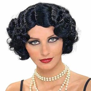 Women's Black Flapper Wig - Vintage Hollywood - 1920's Gatsby Halloween
